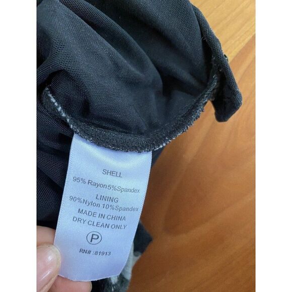 Tracy Reese Dress Grey Animal Print Mid Length Small Black V-Neck Brown Sheath - Picture 7 of 11